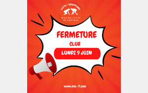 Fermeture club Lundi de Pentecôte 